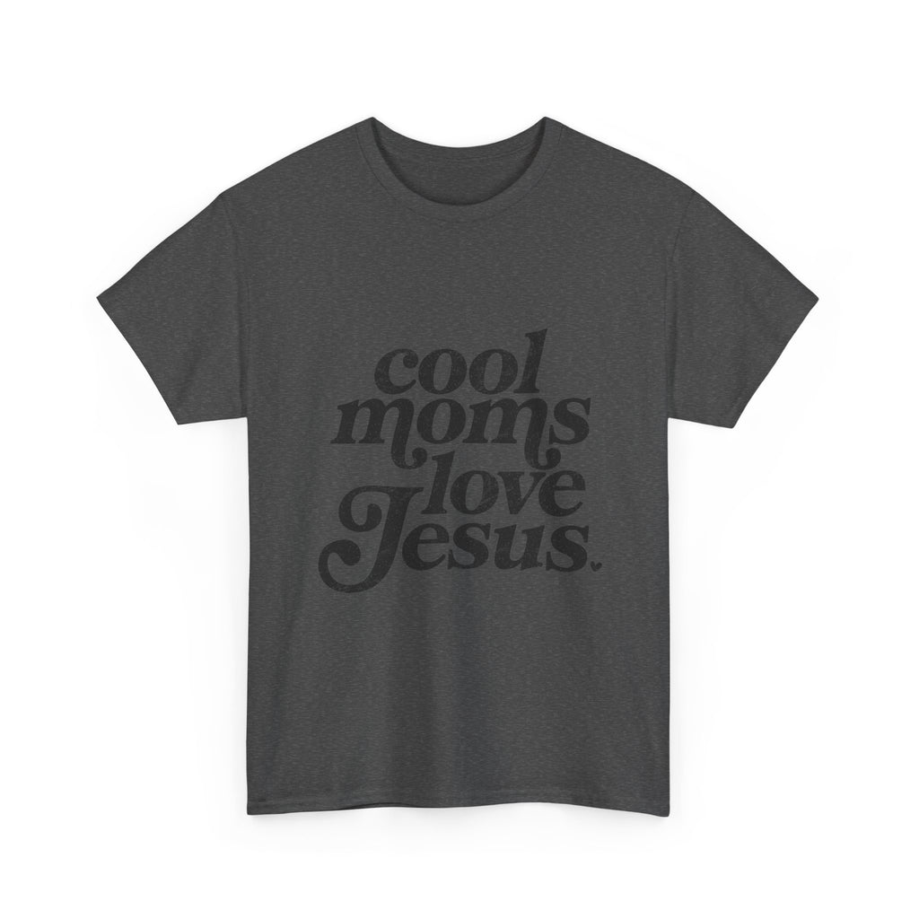 Christian Tee — "Cool Moms Love Jesus" Vintage Script T‑Shirt
