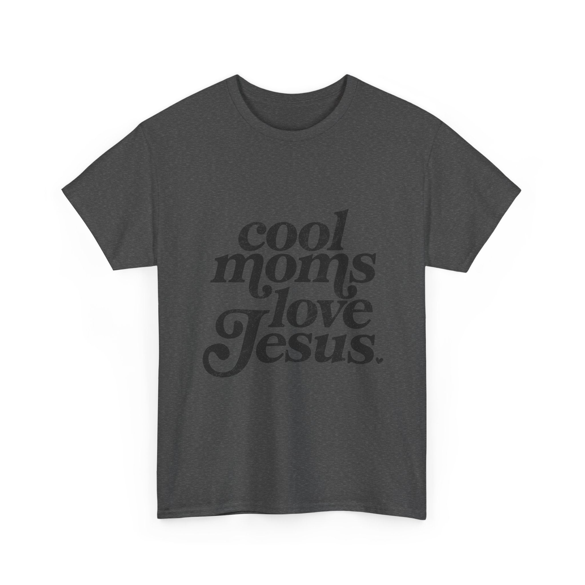 Christian Tee — "Cool Moms Love Jesus" Vintage Script T‑Shirt