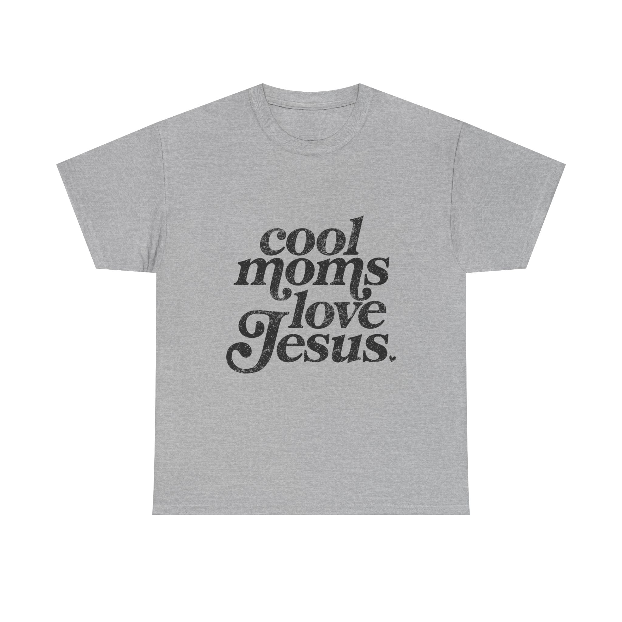 Christian Tee — "Cool Moms Love Jesus" Vintage Script T‑Shirt