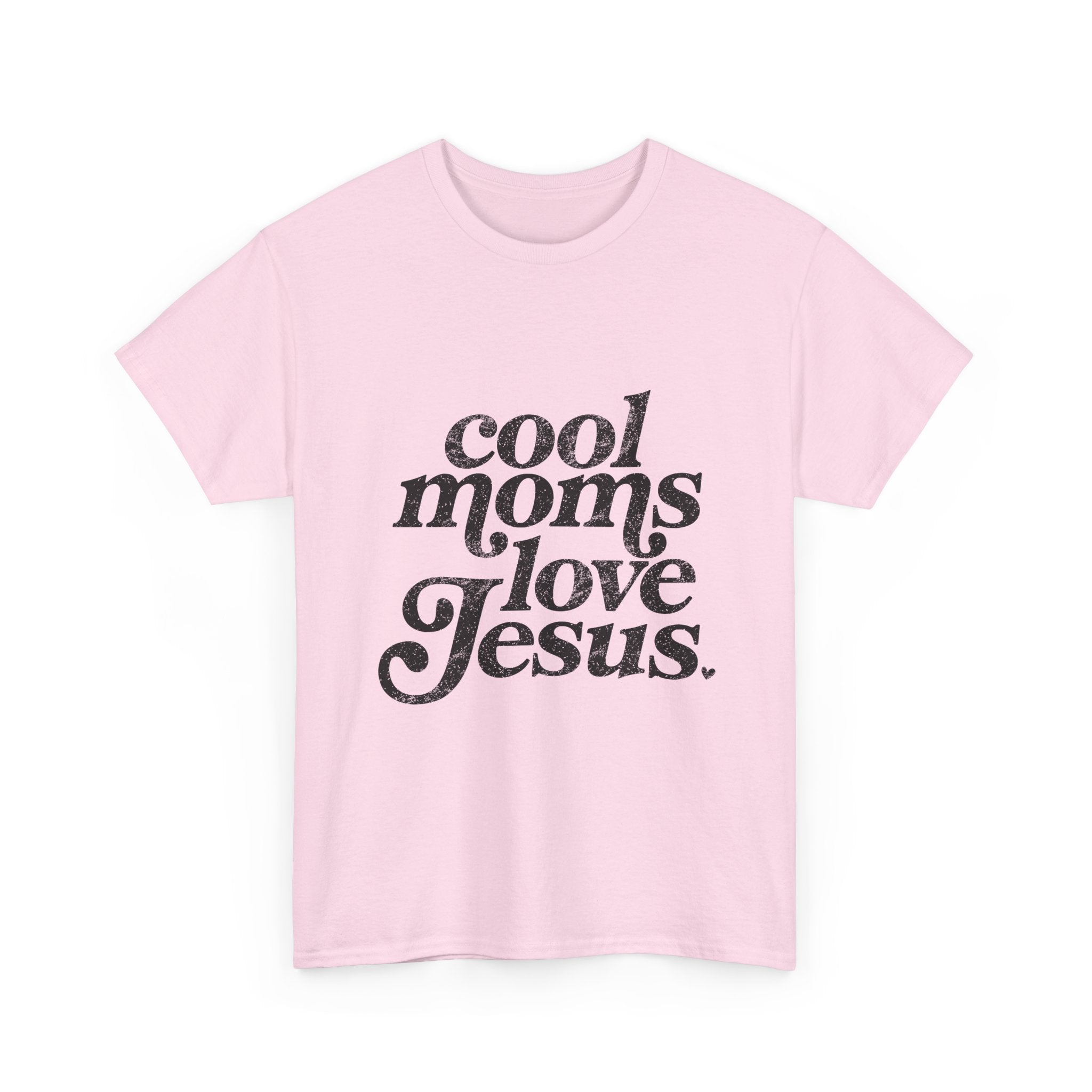 Christian Tee — "Cool Moms Love Jesus" Vintage Script T‑Shirt