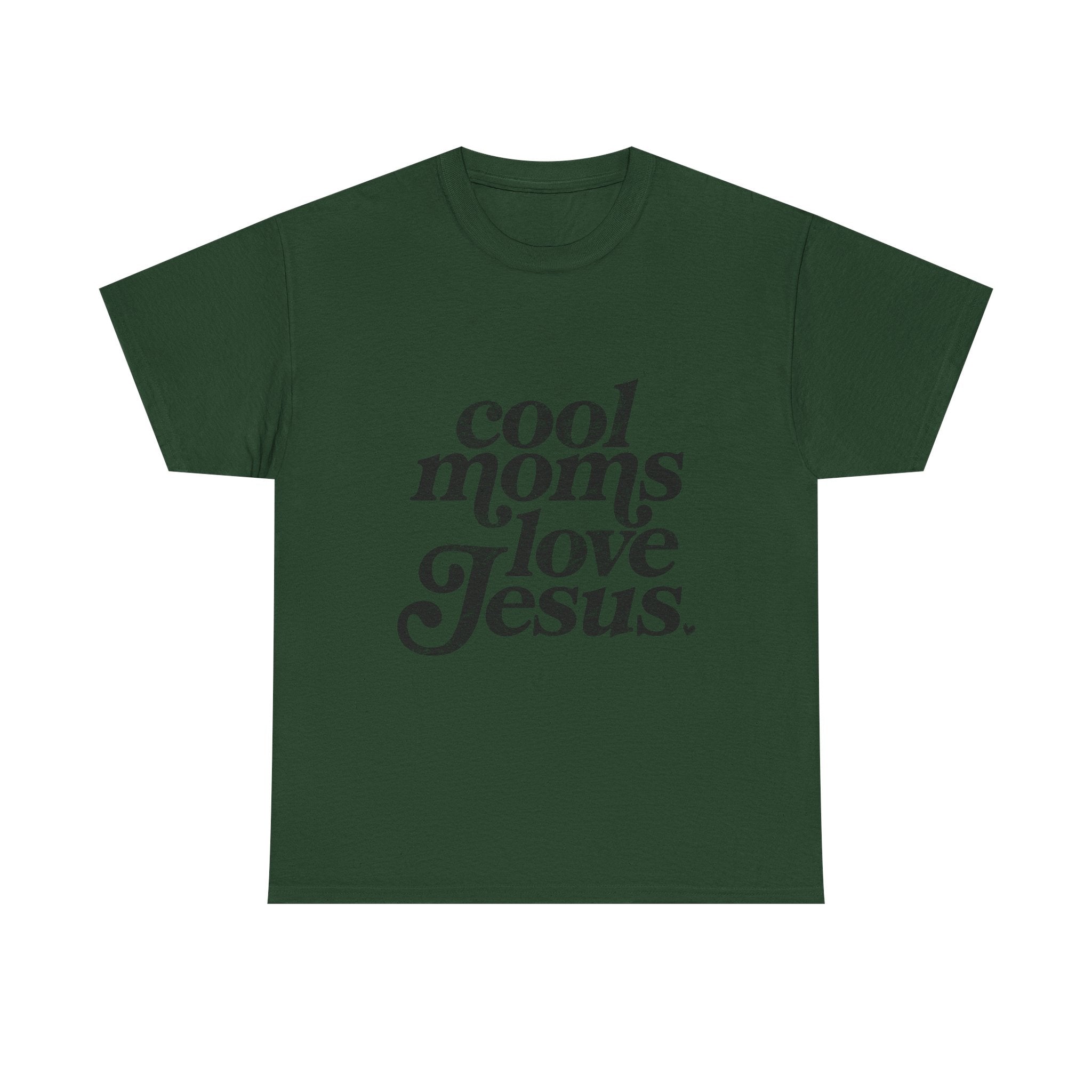 Christian Tee — "Cool Moms Love Jesus" Vintage Script T‑Shirt