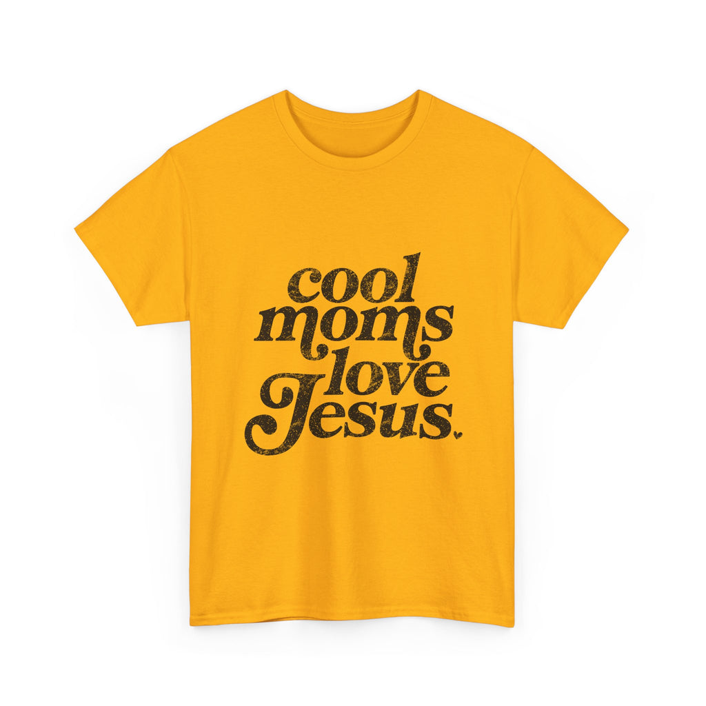Christian Tee — "Cool Moms Love Jesus" Vintage Script T‑Shirt