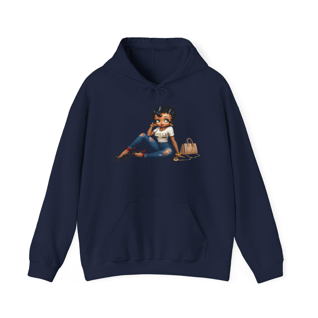 Sitting Fashionista Illustration Hoodie | Trendy Girl Art, Casual Chic