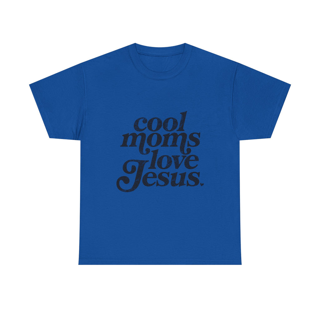 Christian Tee — "Cool Moms Love Jesus" Vintage Script T‑Shirt