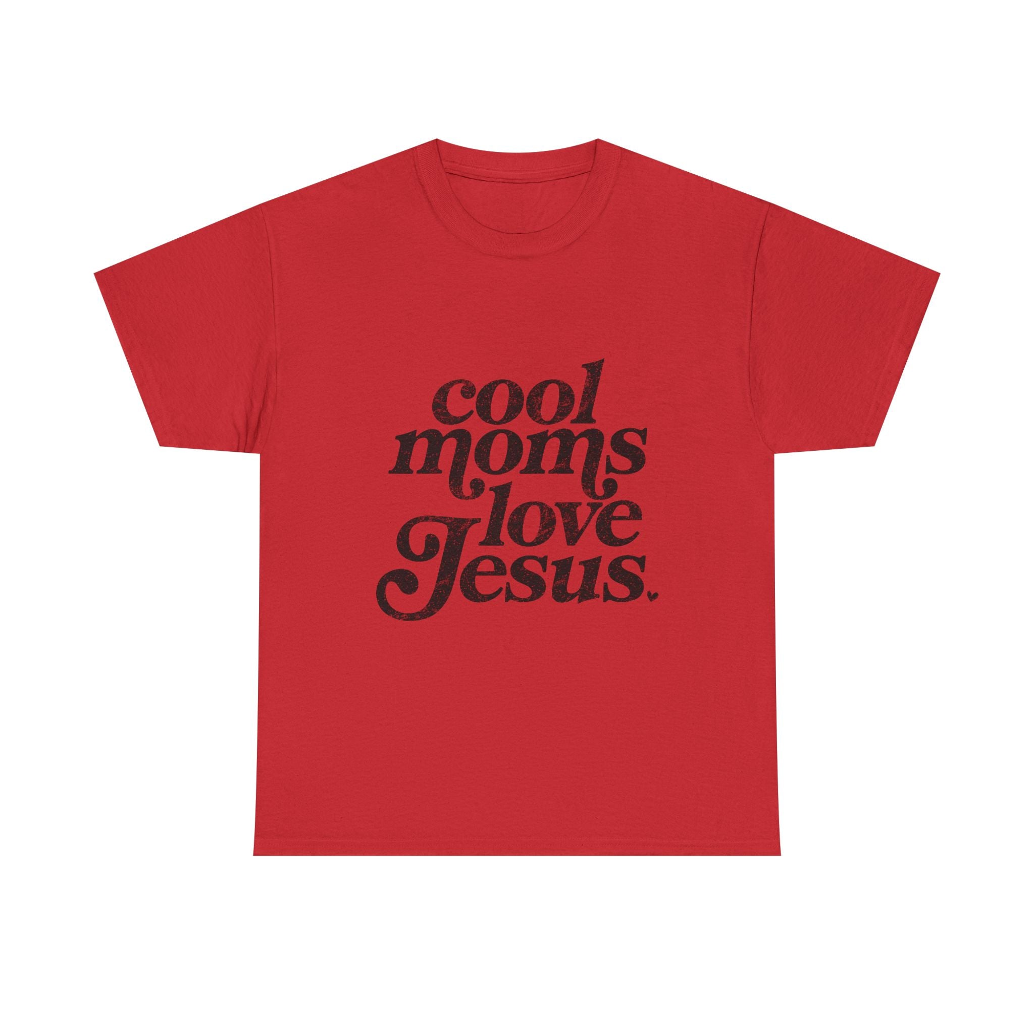 Christian Tee — "Cool Moms Love Jesus" Vintage Script T‑Shirt