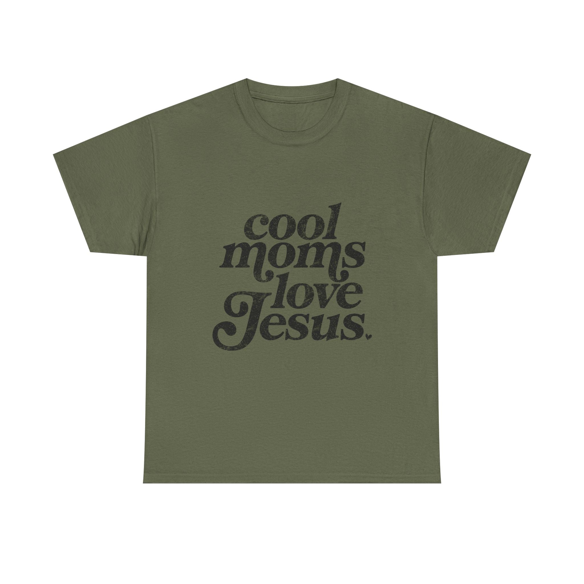 Christian Tee — "Cool Moms Love Jesus" Vintage Script T‑Shirt
