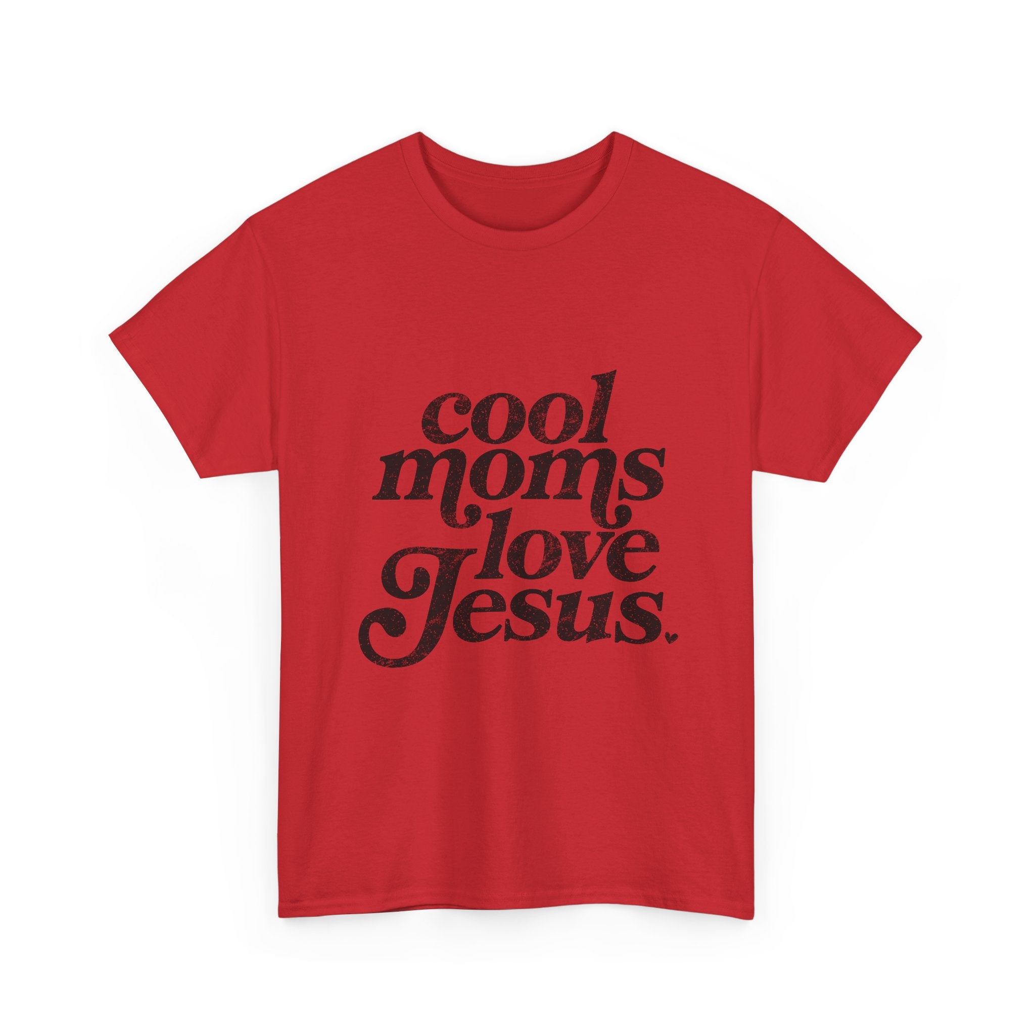 Christian Tee — "Cool Moms Love Jesus" Vintage Script T‑Shirt