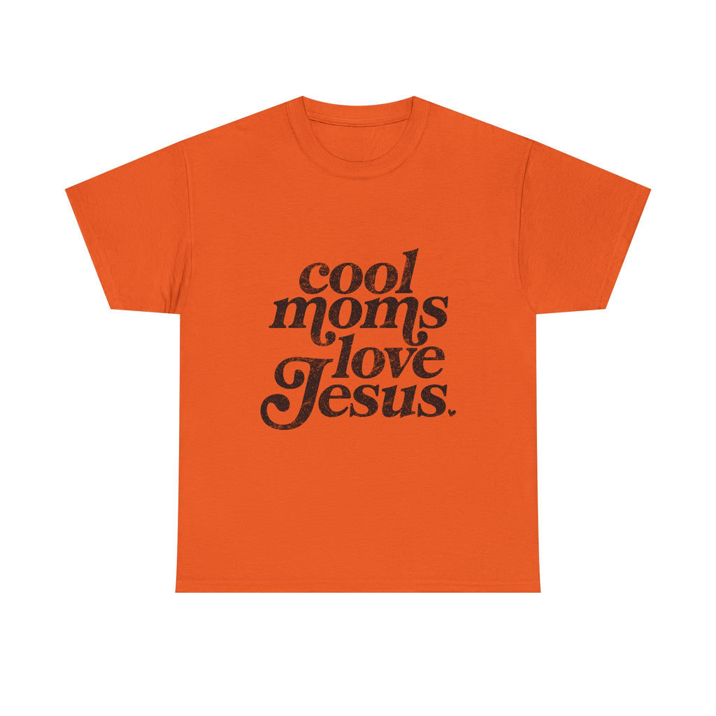 Christian Tee — "Cool Moms Love Jesus" Vintage Script T‑Shirt