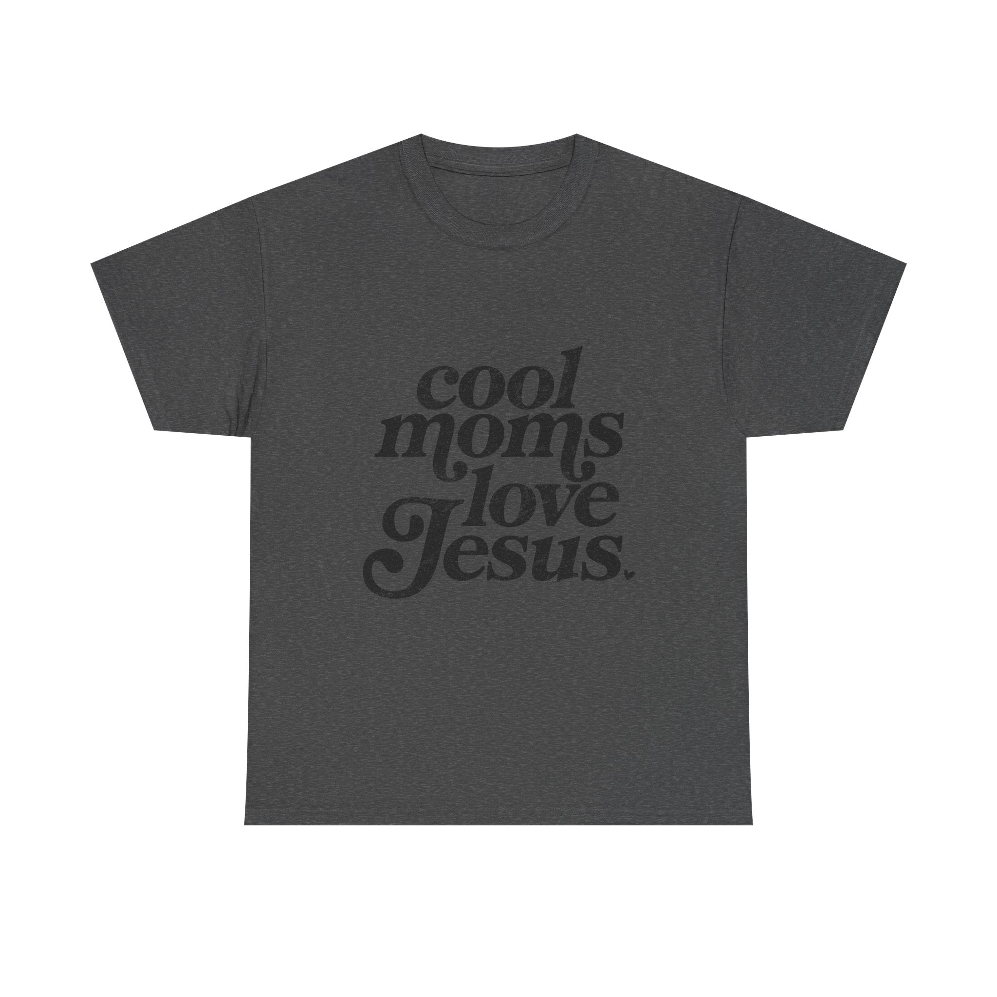 Christian Tee — "Cool Moms Love Jesus" Vintage Script T‑Shirt