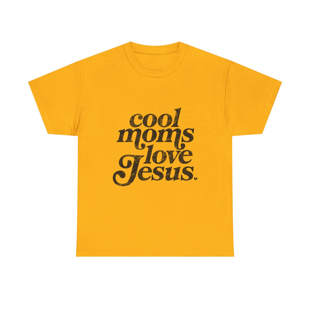 Christian Tee — "Cool Moms Love Jesus" Vintage Script T‑Shirt