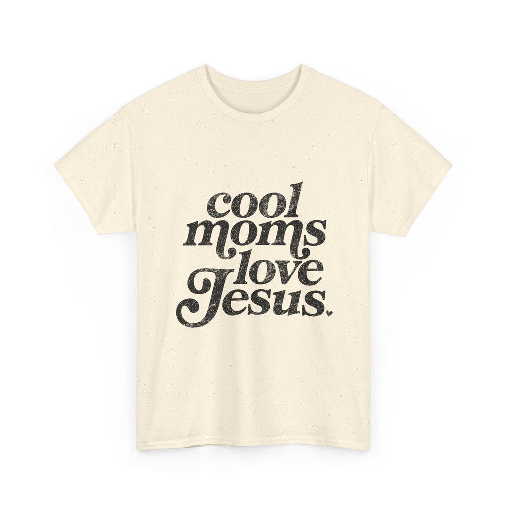 Christian Tee — "Cool Moms Love Jesus" Vintage Script T‑Shirt