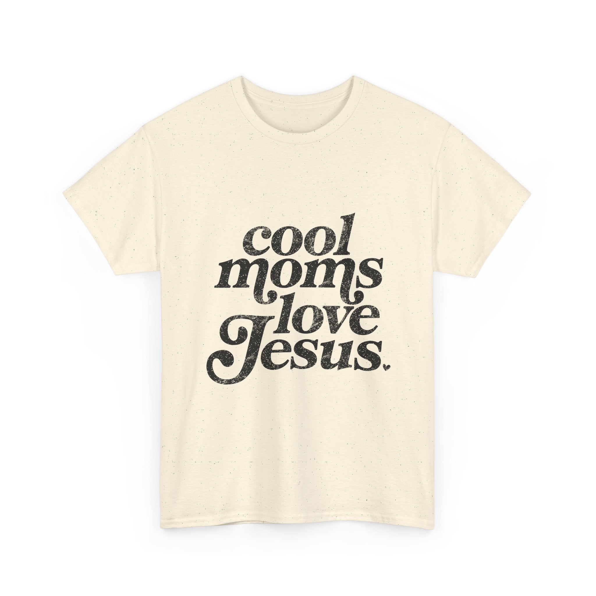 Christian Tee — "Cool Moms Love Jesus" Vintage Script T‑Shirt