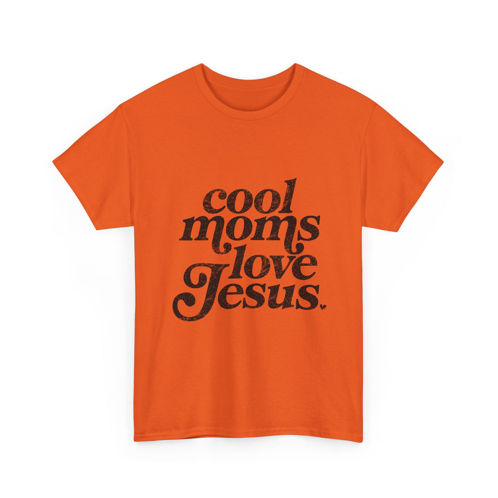 Christian Tee — "Cool Moms Love Jesus" Vintage Script T‑Shirt