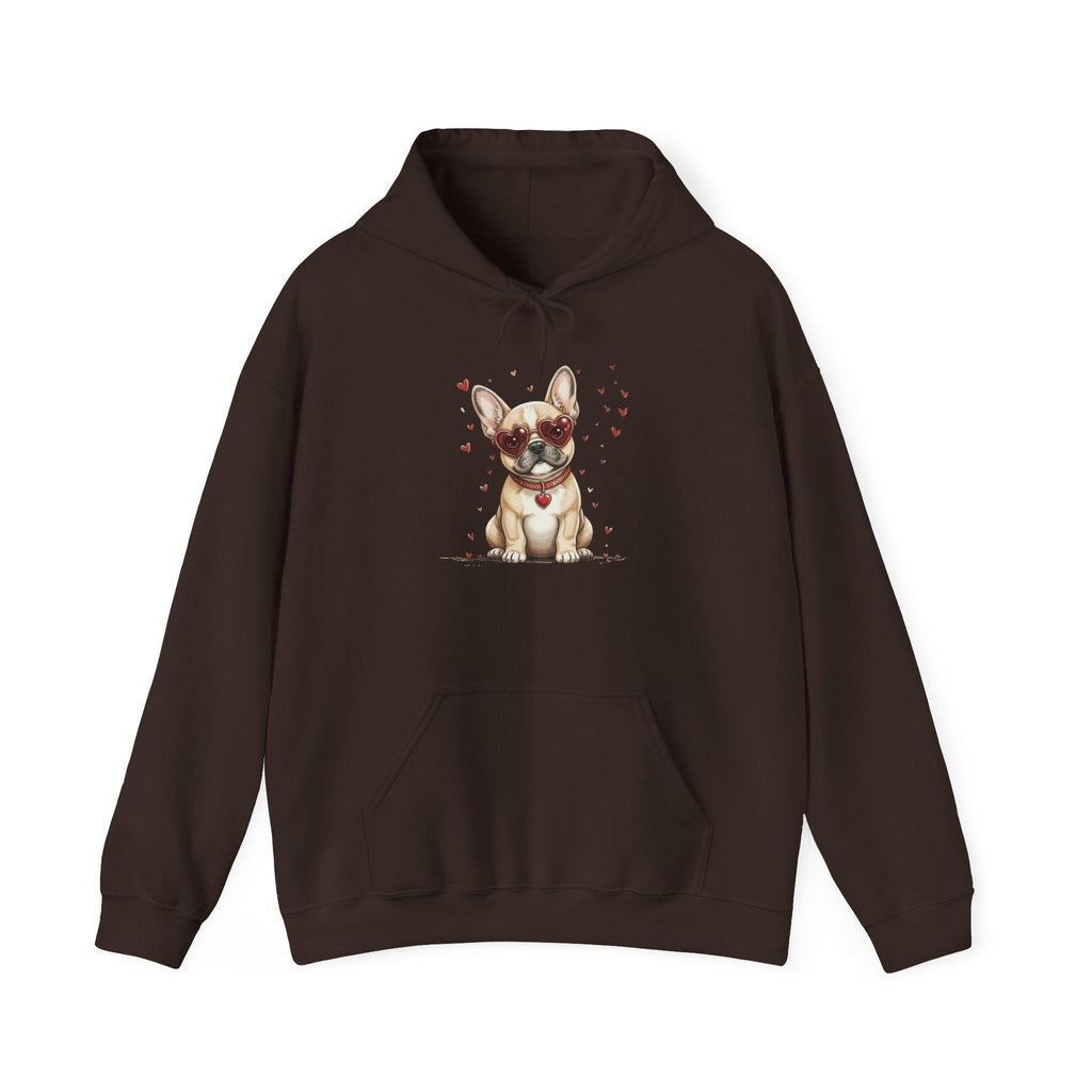 Valentine French Bulldog Puppy Heart Illustration Hoodie | Cute Dog Design