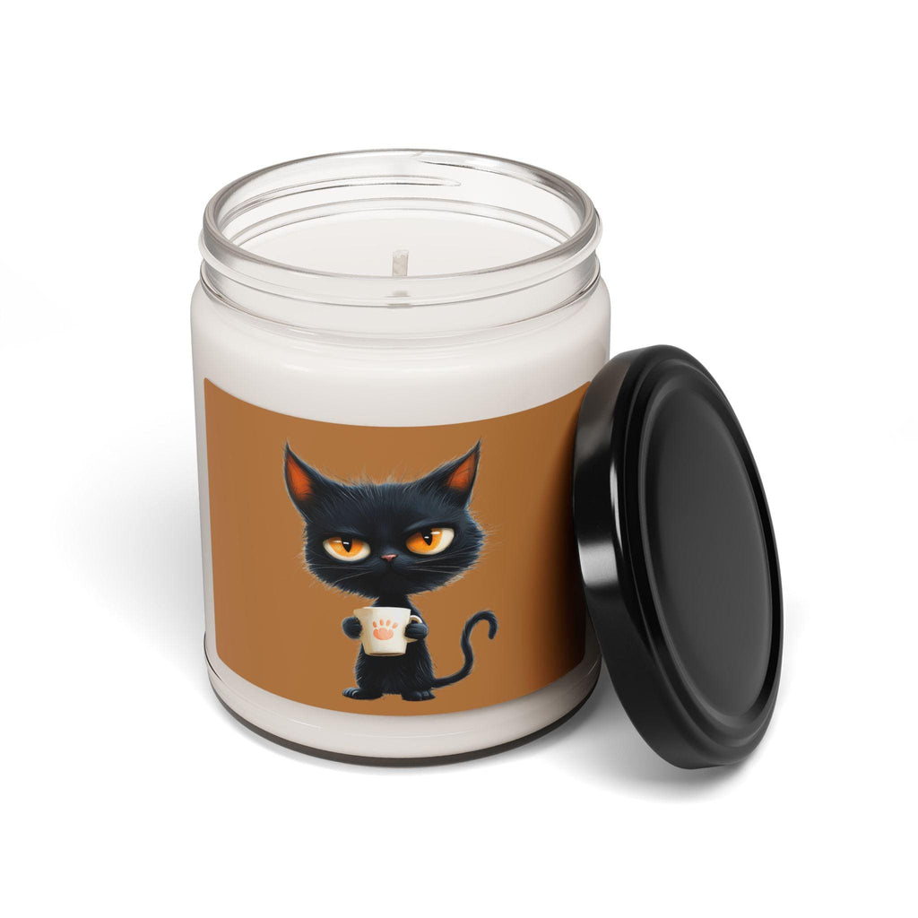 Grumpy Black Cat with Coffee Candle 9oz Soy Candle