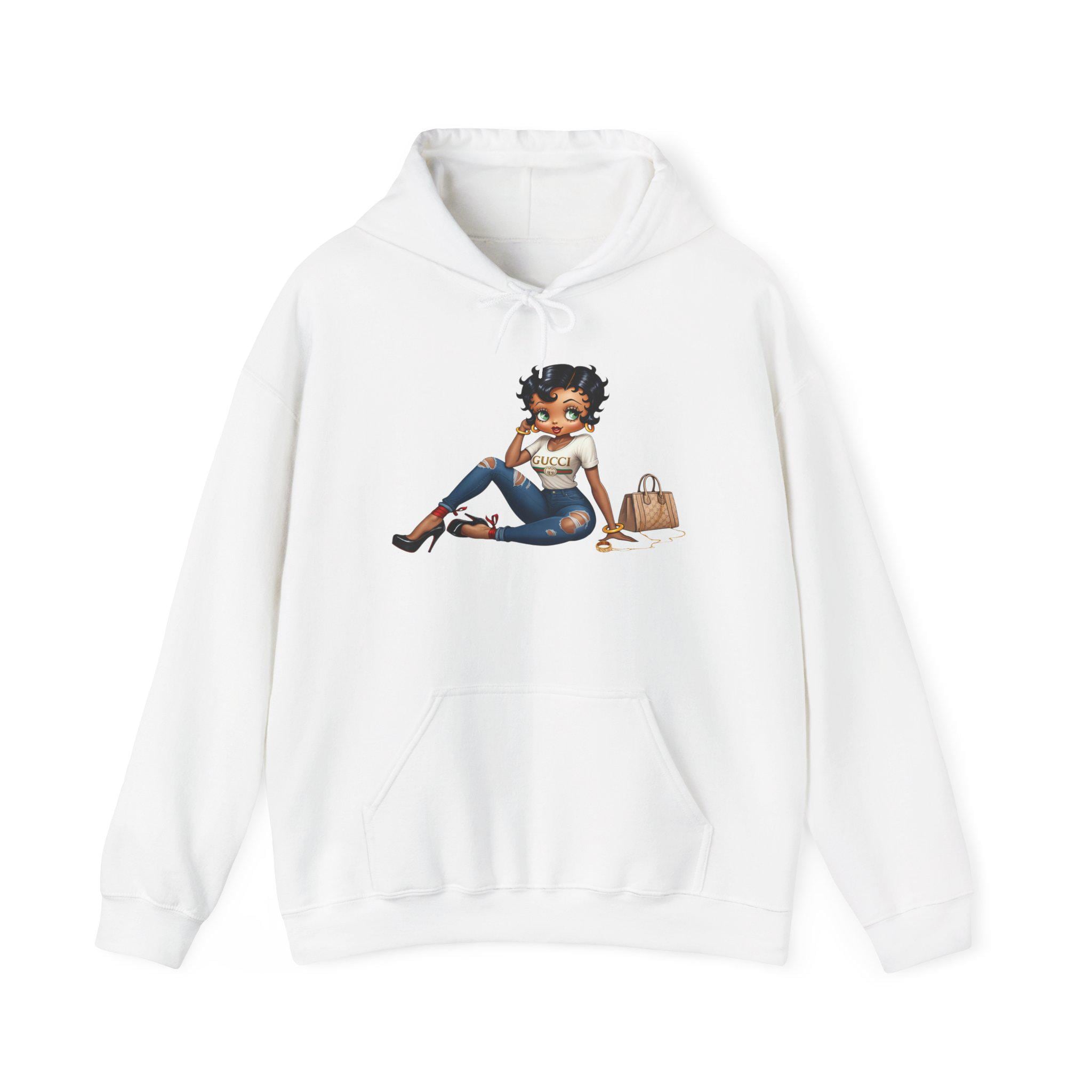 Sitting Fashionista Illustration Hoodie | Trendy Girl Art, Casual Chic