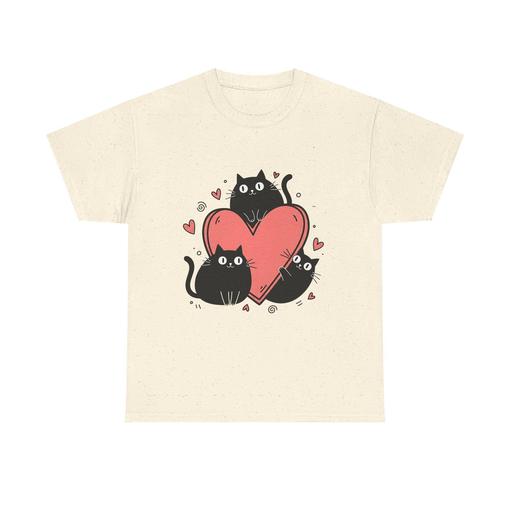 Three Black Cats with Hearts Tee | Valentine Cat Shirt