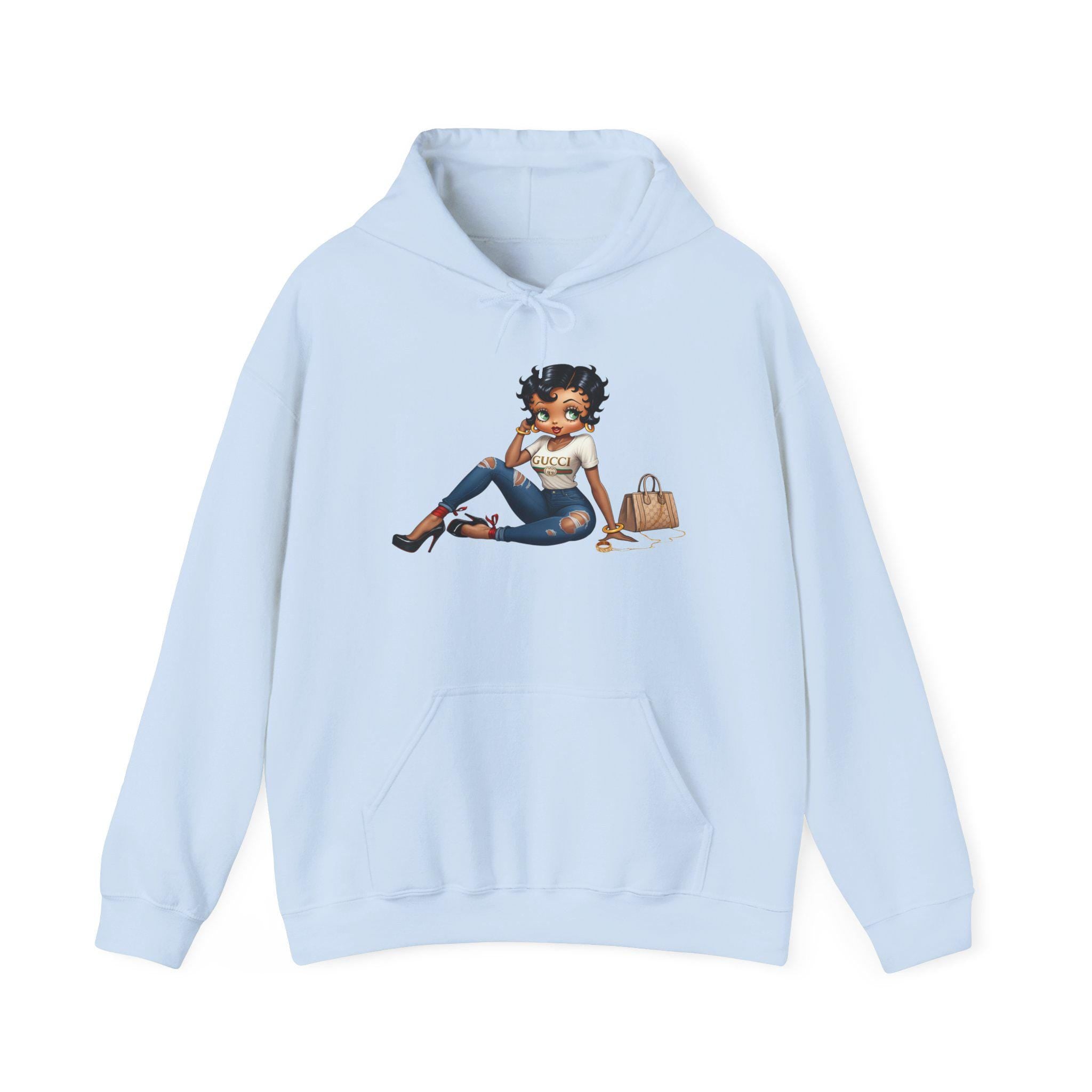 Sitting Fashionista Illustration Hoodie | Trendy Girl Art, Casual Chic