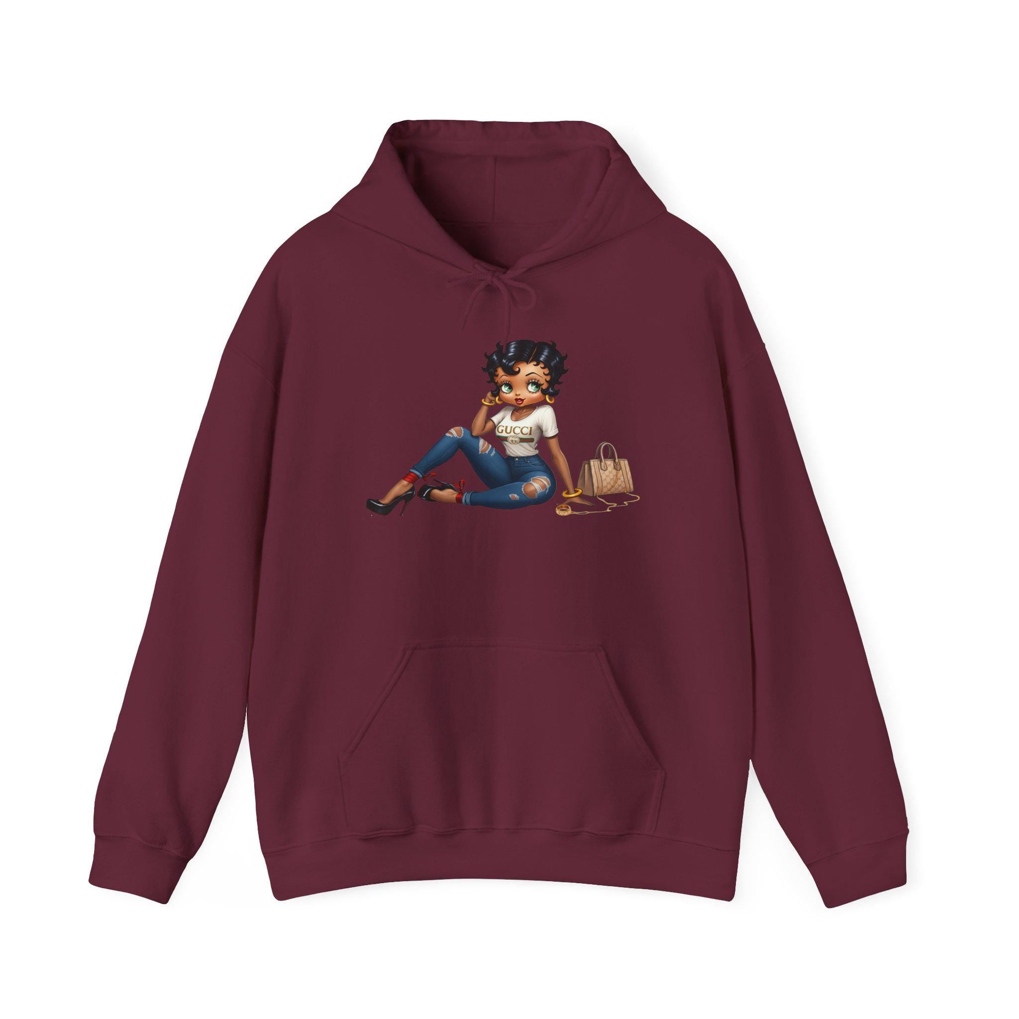 Sitting Fashionista Illustration Hoodie | Trendy Girl Art, Casual Chic