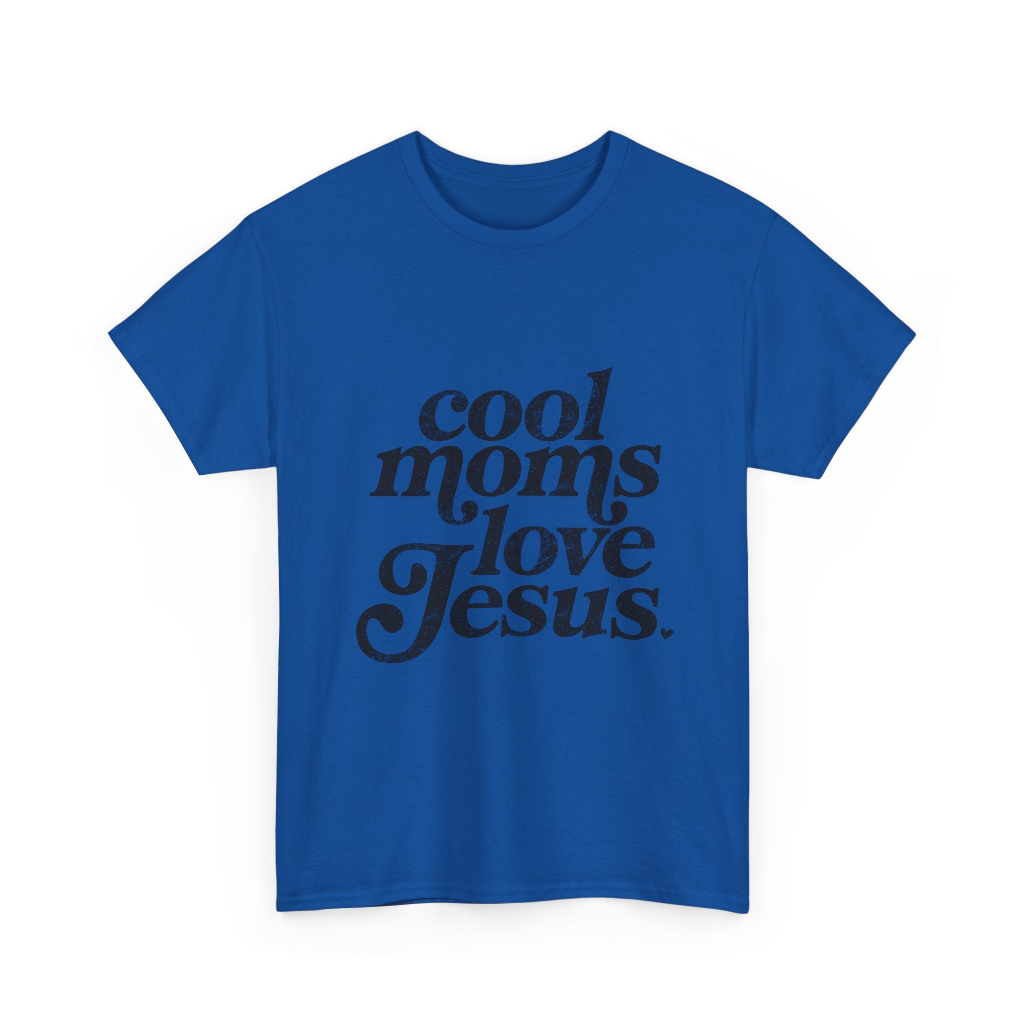 Christian Tee — "Cool Moms Love Jesus" Vintage Script T‑Shirt
