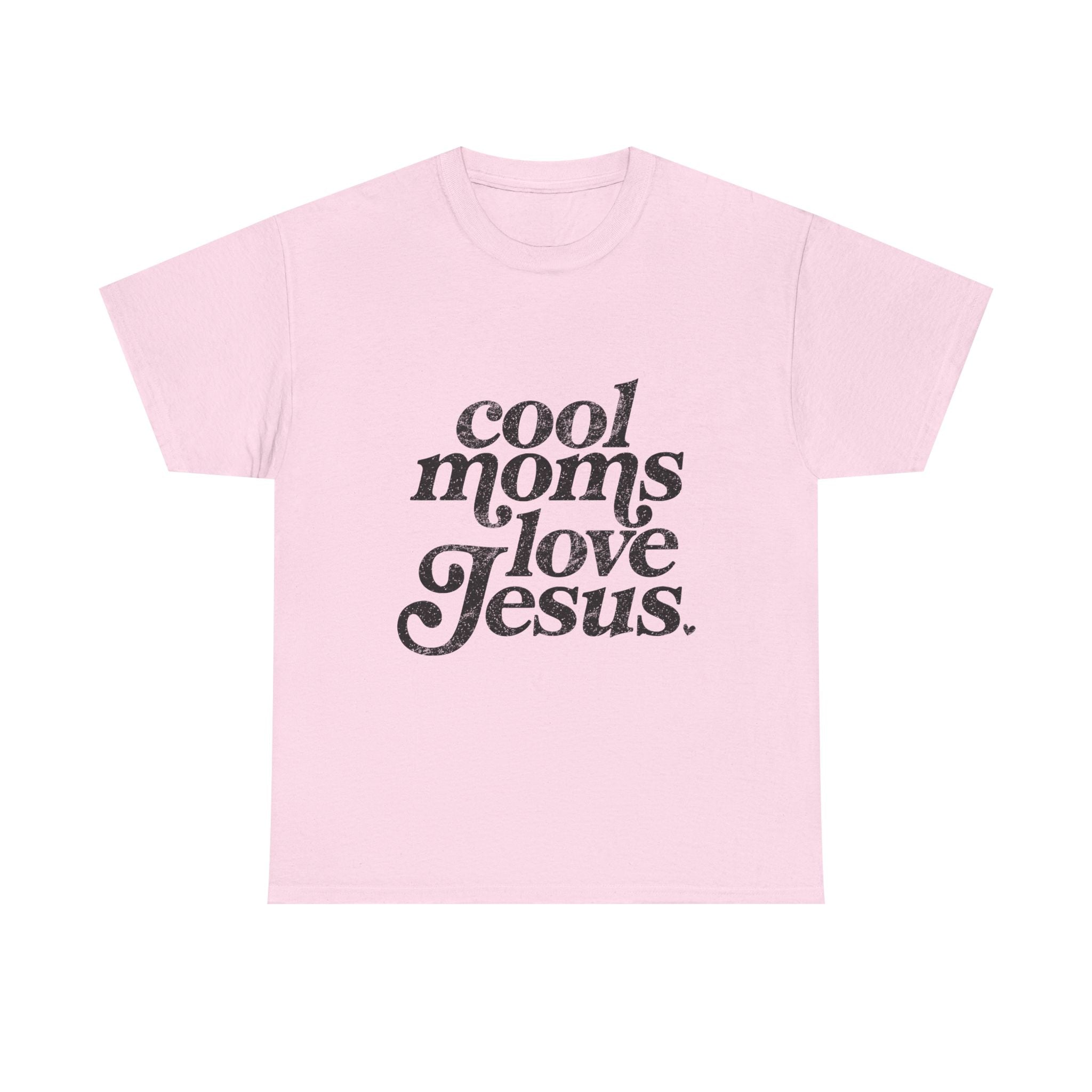 Christian Tee — "Cool Moms Love Jesus" Vintage Script T‑Shirt
