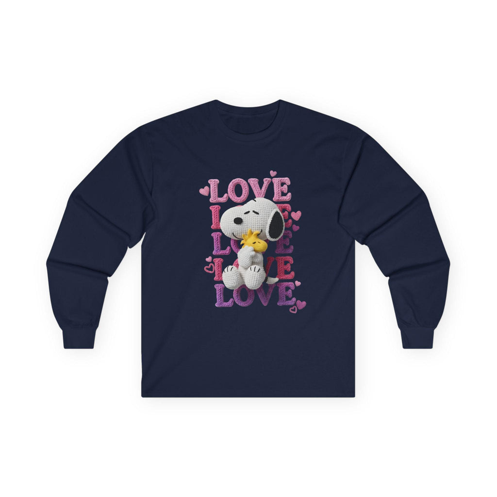 Valentines Snoopy Hugging Woodstock Love Long Sleeve Tee | Retro Valentine Hearts