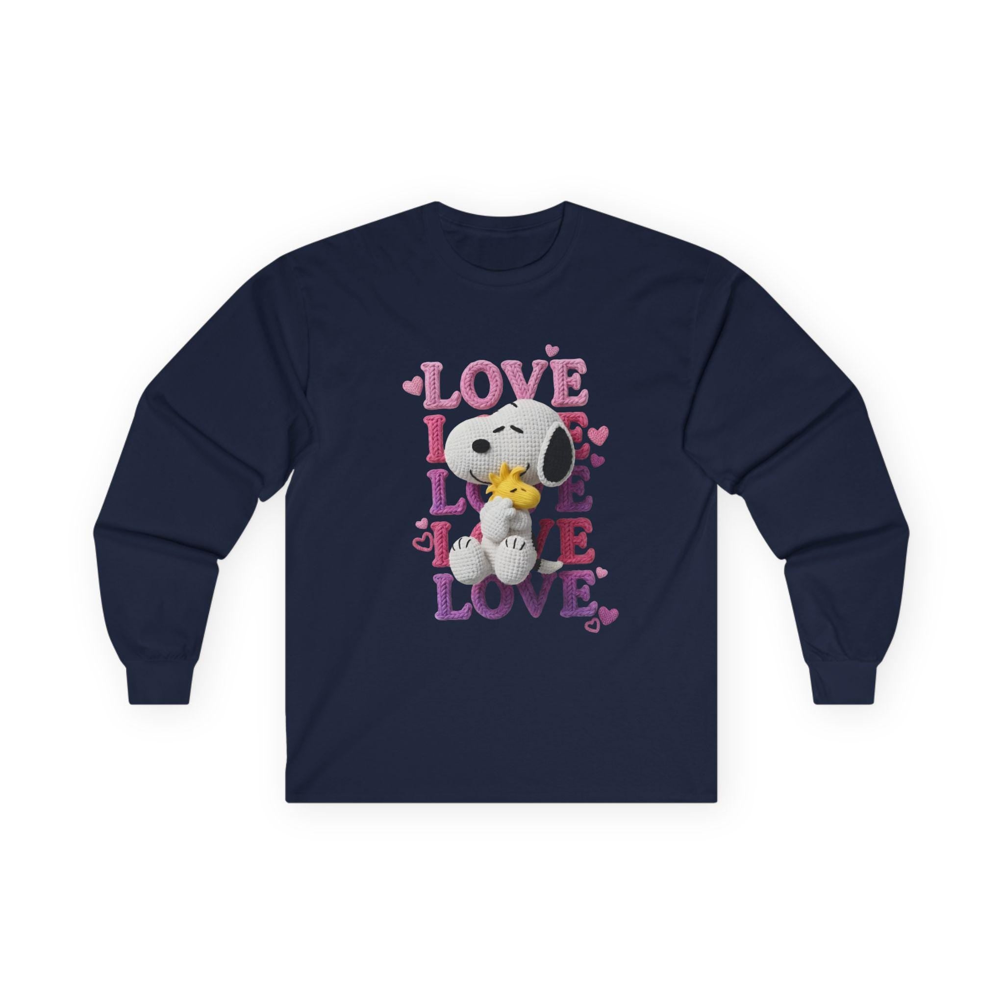 Valentines Snoopy Hugging Woodstock Love Long Sleeve Tee | Retro Valentine Hearts