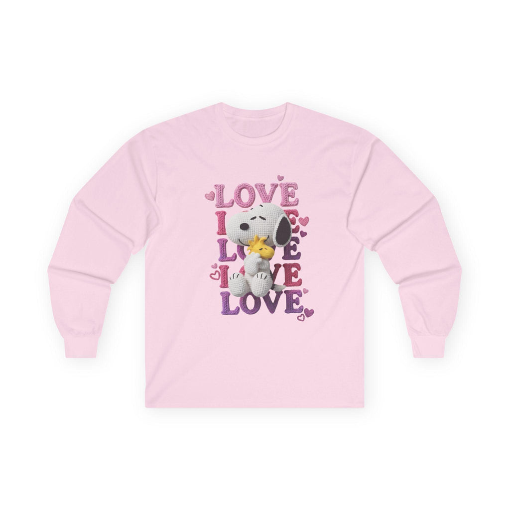 Valentines Snoopy Hugging Woodstock Love Long Sleeve Tee | Retro Valentine Hearts