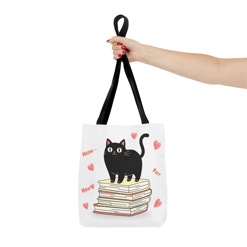 Black Cat Stack of Books Tote