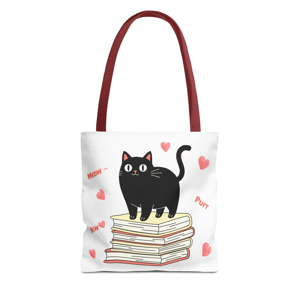 Black Cat Stack of Books Tote