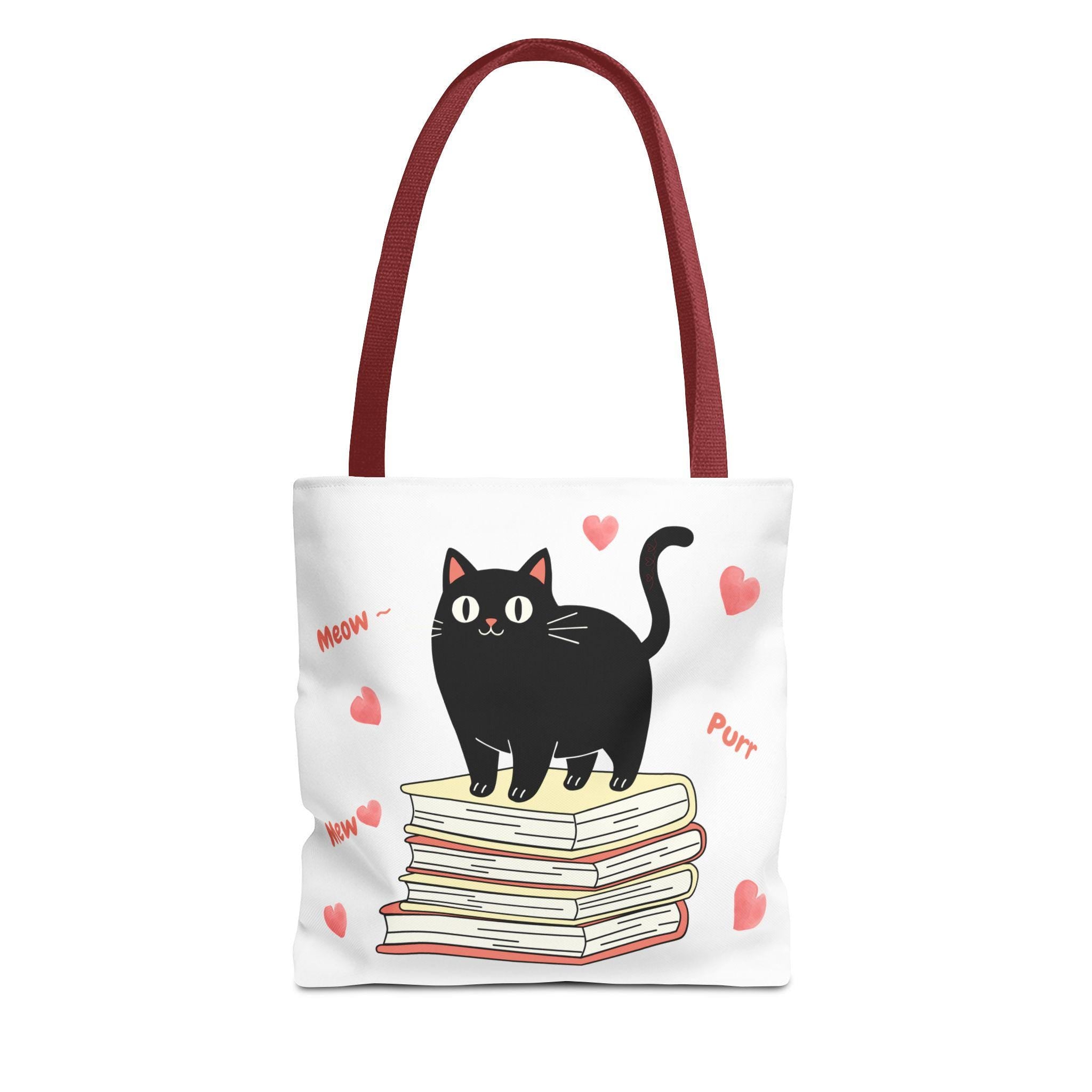Black Cat Stack of Books Tote
