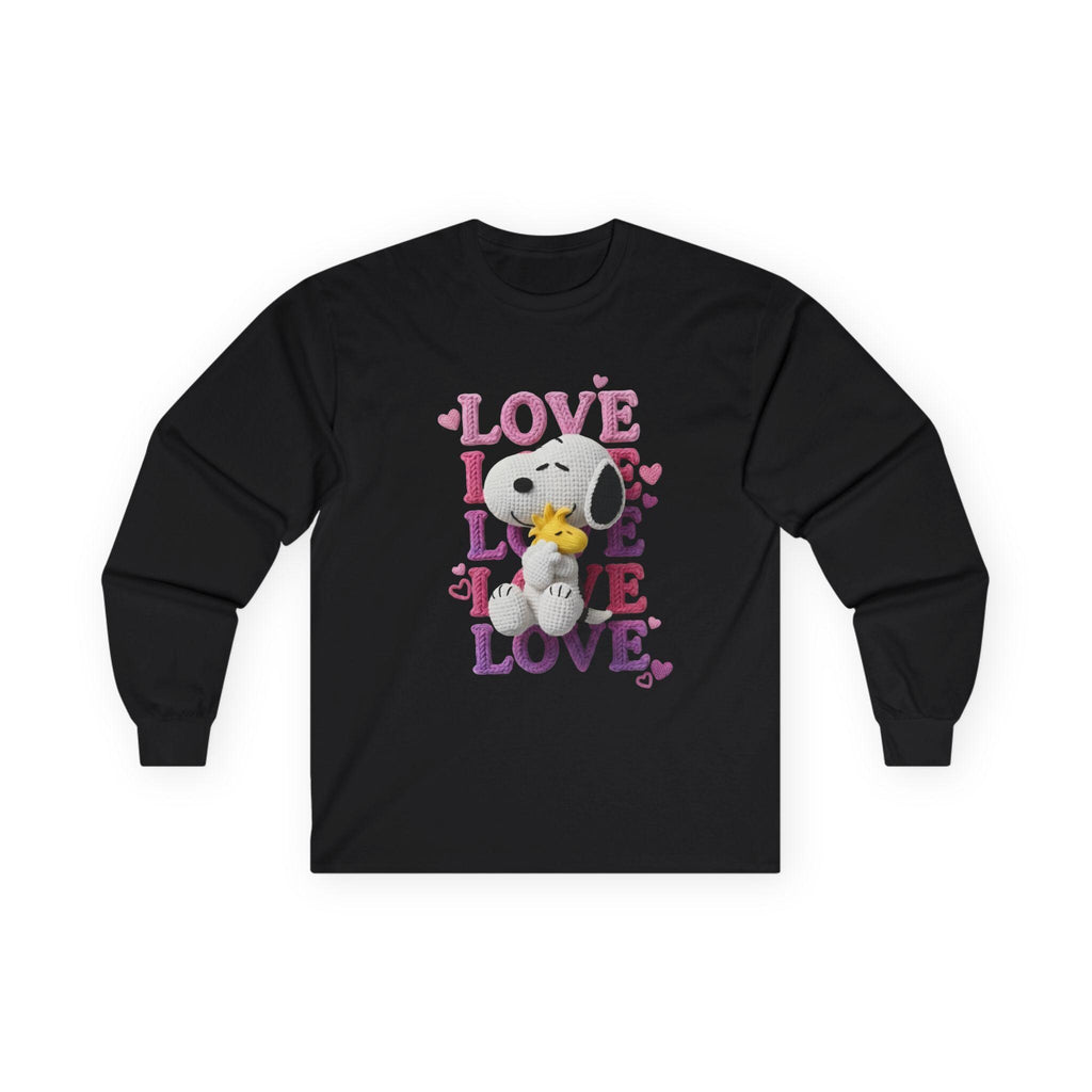 Valentines Snoopy Hugging Woodstock Love Long Sleeve Tee | Retro Valentine Hearts