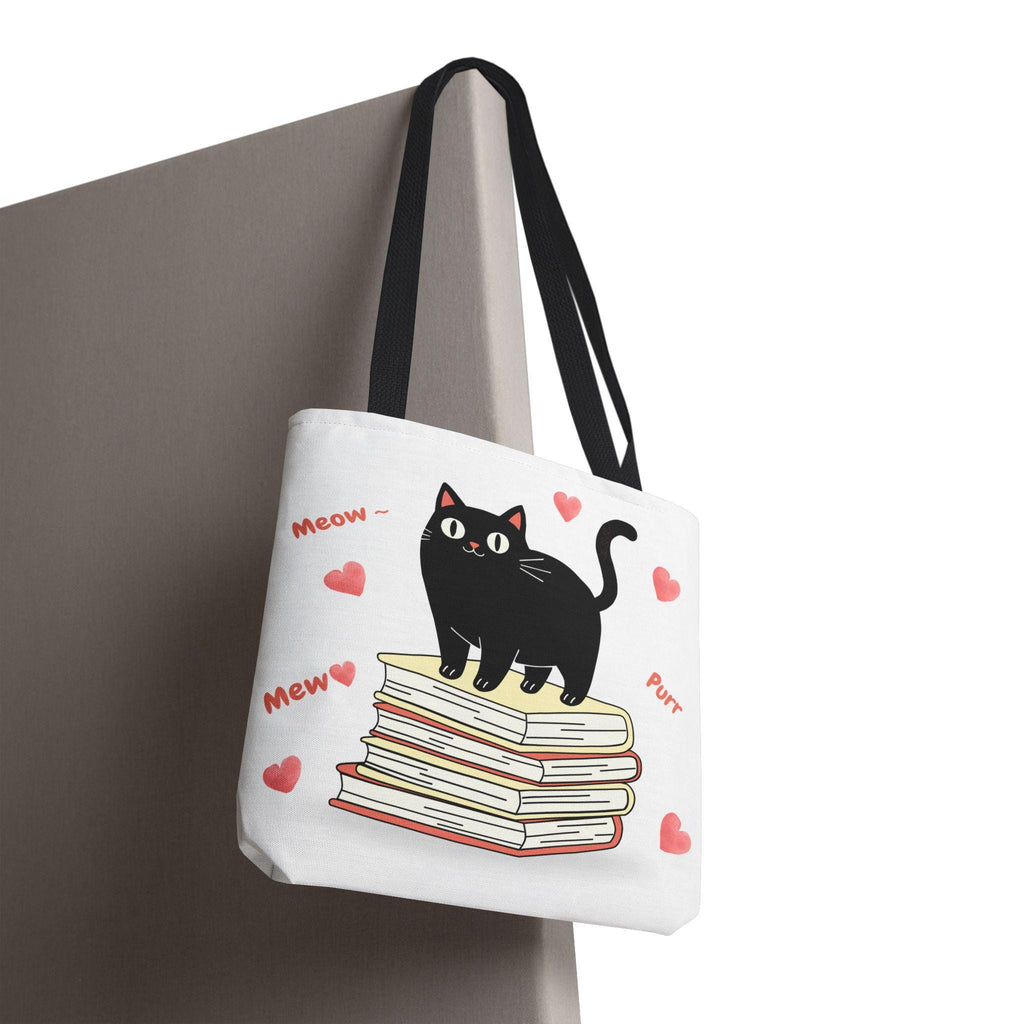 Black Cat Stack of Books Tote