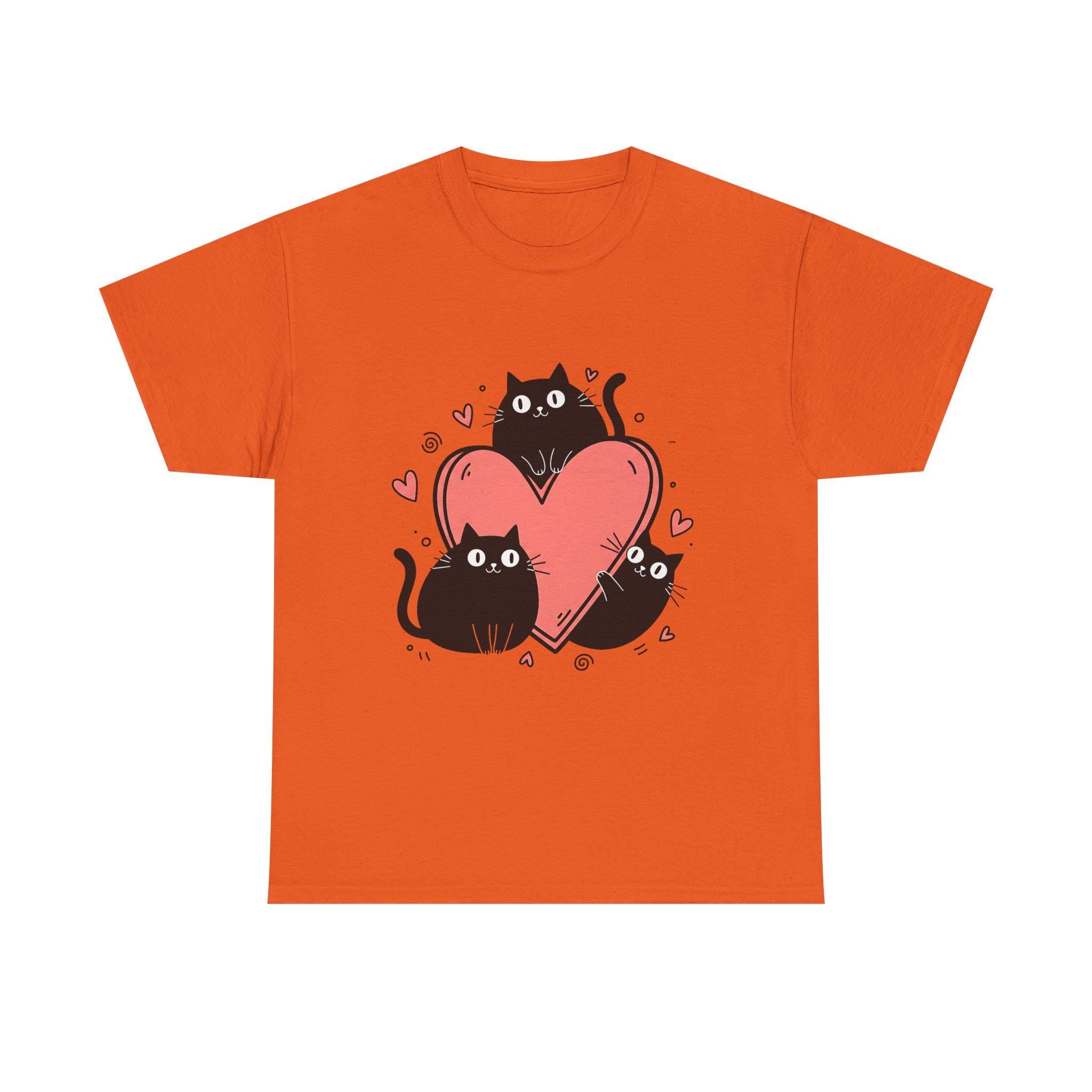 Three Black Cats with Hearts Tee | Valentine Cat Shirt