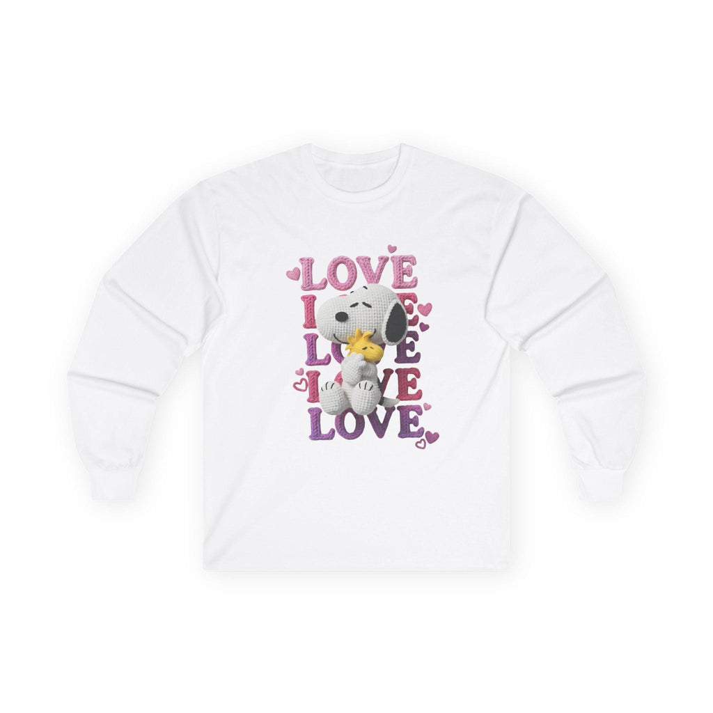 Valentines Snoopy Hugging Woodstock Love Long Sleeve Tee | Retro Valentine Hearts