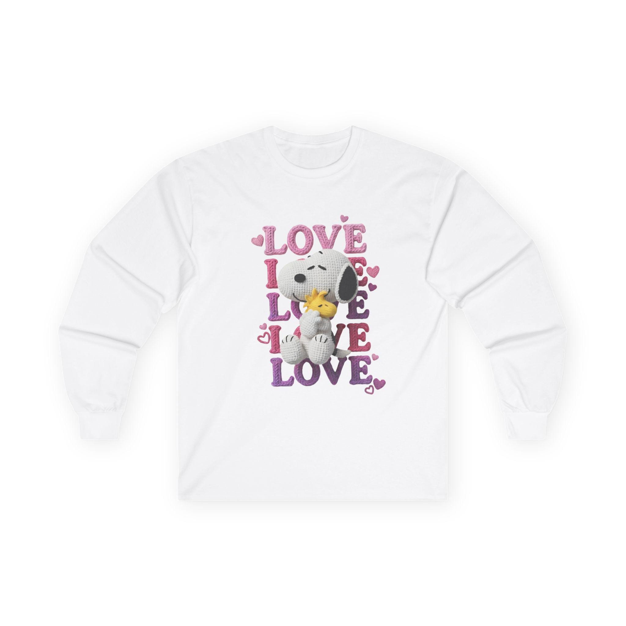Valentines Snoopy Hugging Woodstock Love Long Sleeve Tee | Retro Valentine Hearts