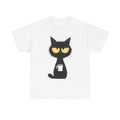 Grumpy Black Cat Holding Coffee T-Shirt | Coffee Cat Tee