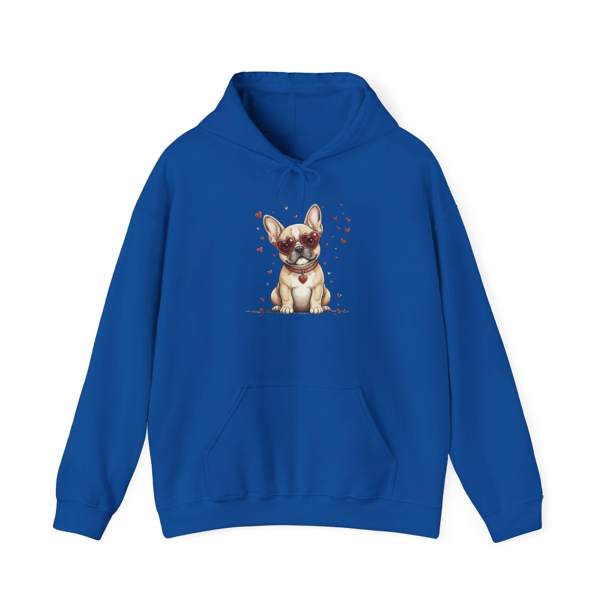 Valentine French Bulldog Puppy Heart Illustration Hoodie | Cute Dog Design