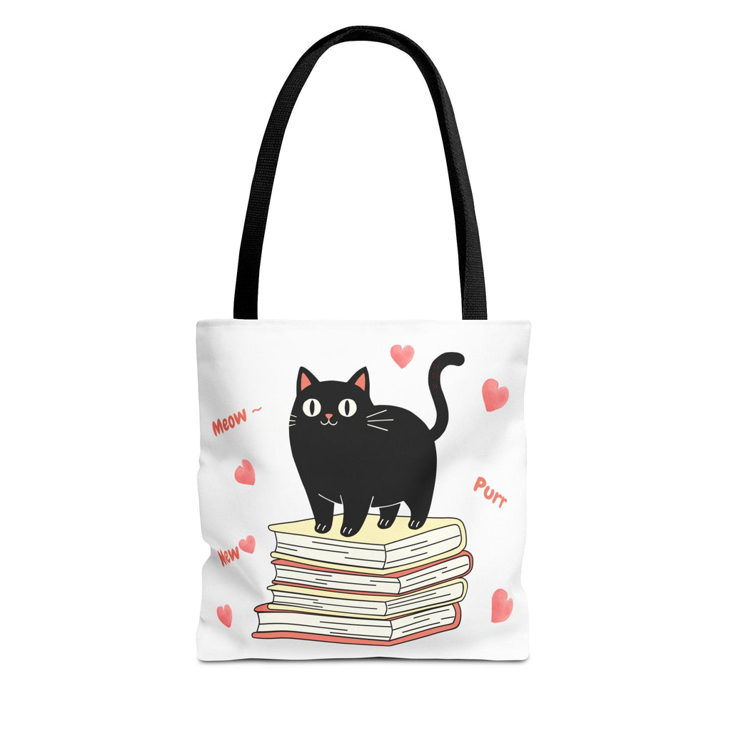 Black Cat Stack of Books Tote