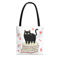 Black Cat Stack of Books Tote