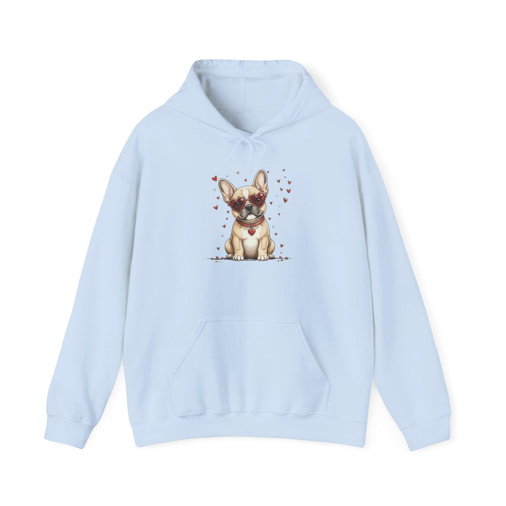Valentine French Bulldog Puppy Heart Illustration Hoodie | Cute Dog Design