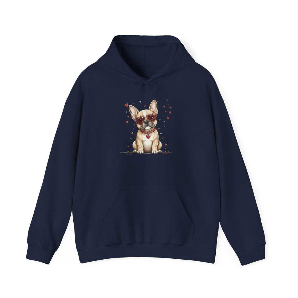Valentine French Bulldog Puppy Heart Illustration Hoodie | Cute Dog Design