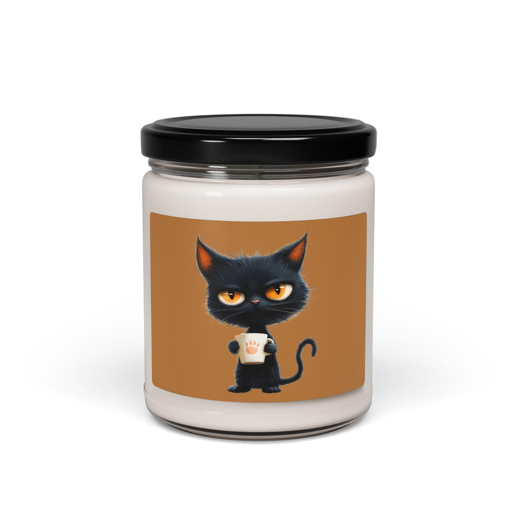 Grumpy Black Cat with Coffee Candle 9oz Soy Candle