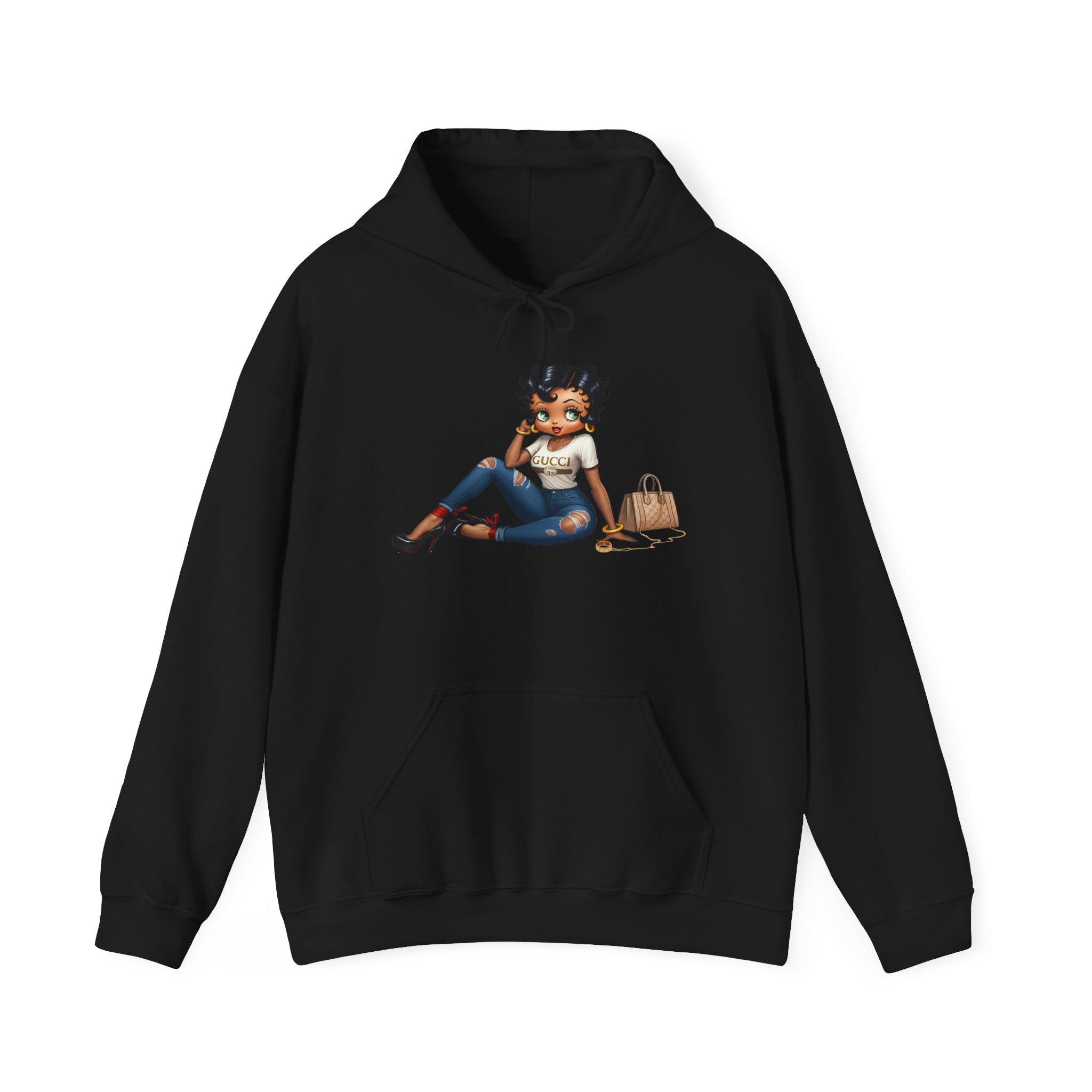 Sitting Fashionista Illustration Hoodie | Trendy Girl Art, Casual Chic