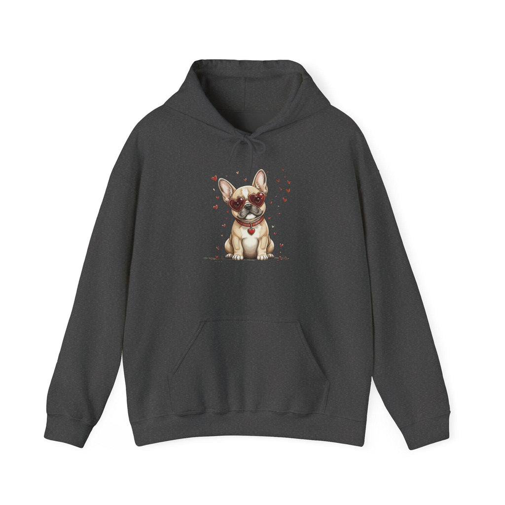 Valentine French Bulldog Puppy Heart Illustration Hoodie | Cute Dog Design