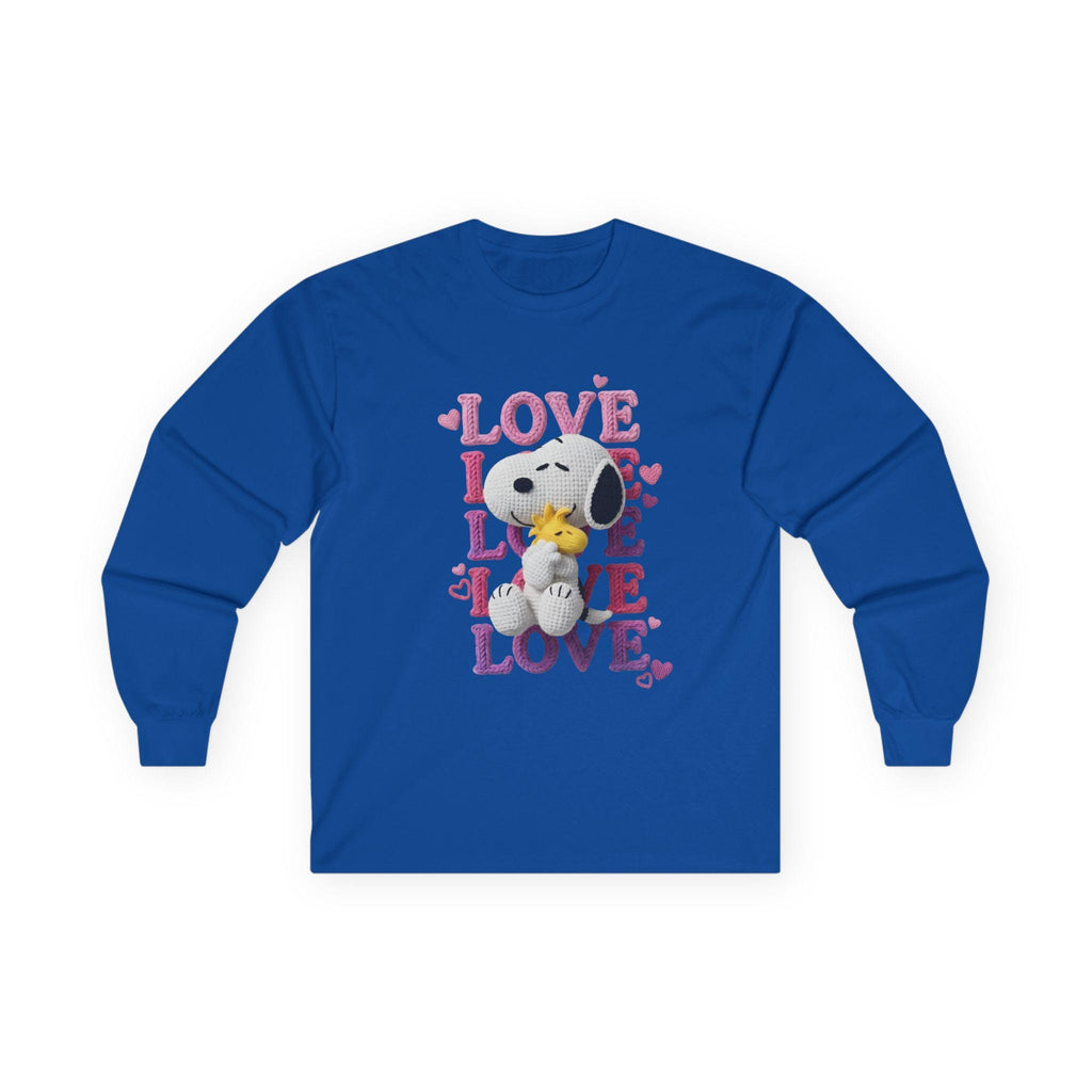 Valentines Snoopy Hugging Woodstock Love Long Sleeve Tee | Retro Valentine Hearts